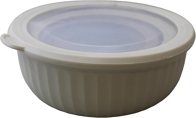 Set of 4 BPA-Free Round Food Storage Containers Vented Lids Assorted Sizes, Microwave & Freezer Safe Nesting Design for Leftovers Meal Prep Fridge Organization Dry Grains (Ivory)