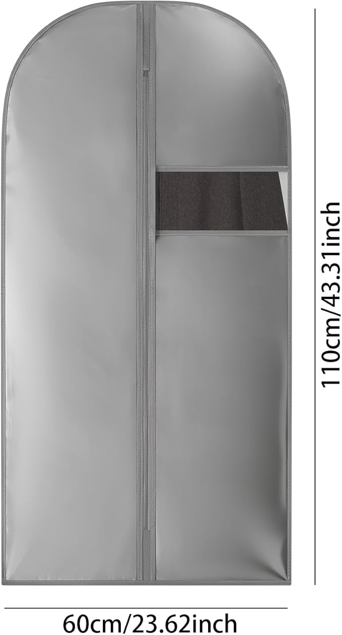 Kimmama Garment Bag for Hanging Cloth, Suit Protect Cover, 23.6" x 43.3" | PEVA Clothes Cover, For Suit, Shirt, Coats, Kids Dress, Clear Windows, Dustproof, Keep Dry