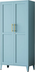 Lockable 61 Inch Tall Metal Storage Cabinet,2-Door Metal Pantry Cabinet with Adjustable Shelves, 4-Tier Steel Storage Locker for Bedroom Kitchen, Home Blue 61" H X 27.6" W X 13.8" D