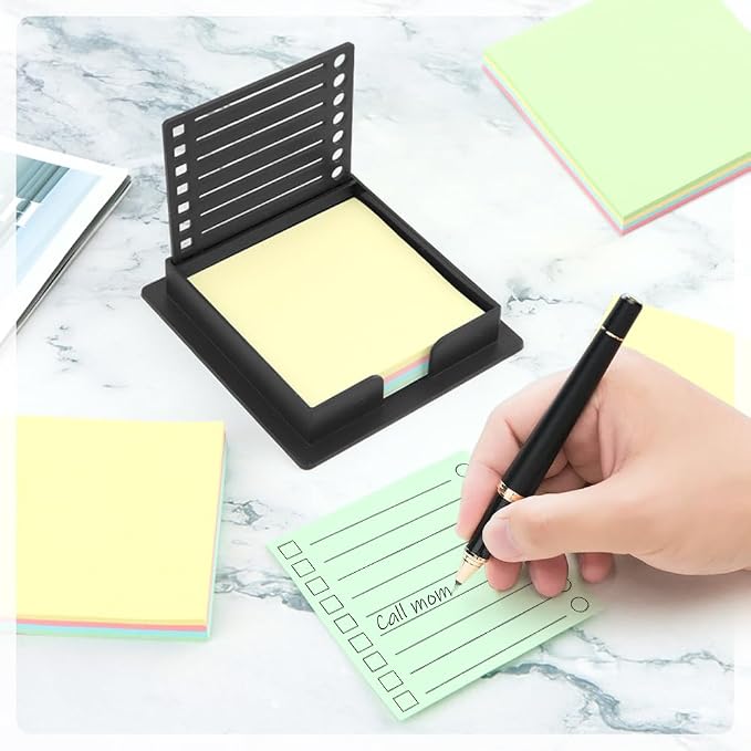 2pcs Multifunctional Sticky Note Holder with Template - Sticky Note Organizer for 3x3 inch Notes, Perfect for Desk, Office, Home & School, Practical Gift for Students, Teachers