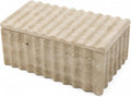 Travertine Storage Box with Lid, Wave Stone Organizer | Lidded design, wave texture, beige travertine pores vary, accessories not included