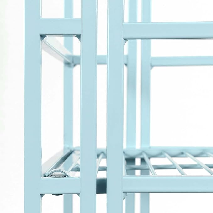 Convenience Concepts Xtra Storage 3 Tier Folding Metal Corner Shelf, Sea Foam