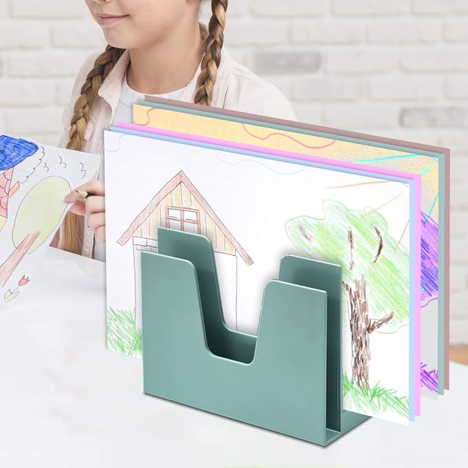 Acrimet 5 Section Incline File Sorter Organizer, Desktop Mail Holder, Green | Durable Plastic, Space-saving Design, Easy Document Access, Ideal for Office, Home and School Use