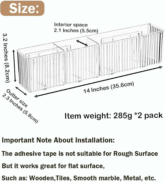 2 Pack Wall Mount Marker Organizer,Art Caddy Floating Makeup Organizer,Clear Floating Shelves Acrylic Wall Storage for Office,Medicine Cabinet Door Organizer and Storage,No Drill