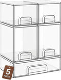 TIPGO Clear Stackable Storage Drawers, Baby Bottle Organizers, Easily-Access Makeup Organizer, Durable Containers for Bathroom Countertop, Pantry and Medicine Cabinet Organizer
