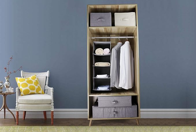 Folding Rigid Storage Baskets for Clothing, Closet Shelf Drawers, 2 pcs | 17.6*13.6*9.7" fits most shelves/ closet/ wardrobes, 3-side zipper lid for heavy large stuff, sturdy fabric plastic boards