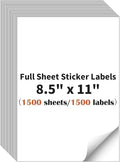 Full Sheet Sticker Label, 8.5" x 11" Shipping Label Paper (1500 Sheets, 1500 Labels), Self Adhesive Full Sheet White Matte Paper, Address Sticker Labels for Laser & Inkjet Printer