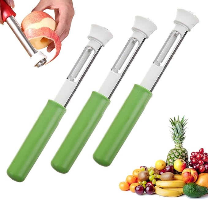 2 in 1 Apple Corer and Peeler Tool, 2026 Upgrade Stainless Steel Red Bell Pepper Seed Corer, Multi-Purpose Apple Corer for Home Kitchen, Vegetable Fruit Kitchen Gadget (3, Green)