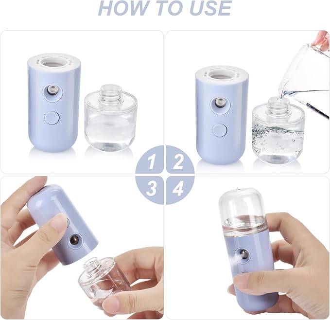 Nano Mist Sprayer, Handy Facial Mister with Fine Mist, Mini Face Humidifier | Portable Face Mister for Lash Extension, Barbers,Daily Make Up,Salon,Cool Down Nano Face Mister with 1OZ/30ML Water Tank Blue