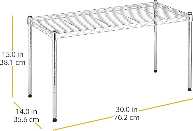 Xcity Storage Shelves, 1 Tier Heavy Duty Metal Shelving Unit, 350 LBS Adjustable Steel Wire Shelf for Commercial, Pantry, Kitchen, Garage, 14" D x 30" W x 15" H, Chrome