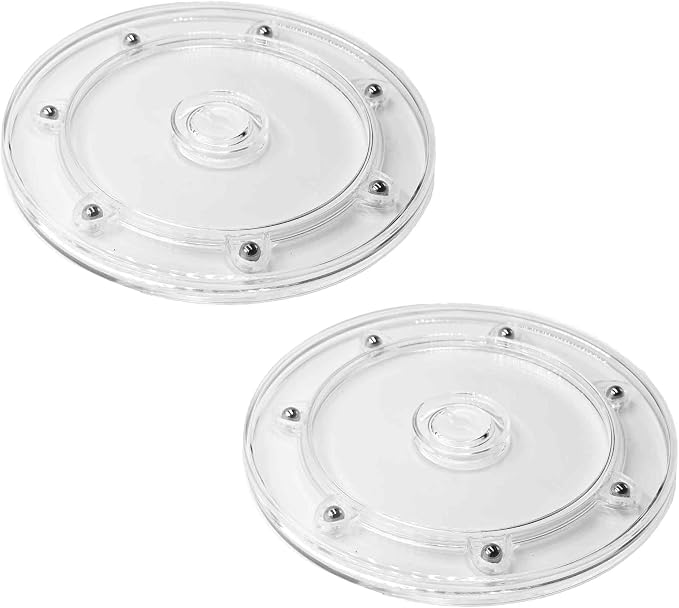 2PCS 6 Inch Round Rotating Organizer, Clear Turntable Plate for Kitchen Cabinet, Pantry and Spice Storage