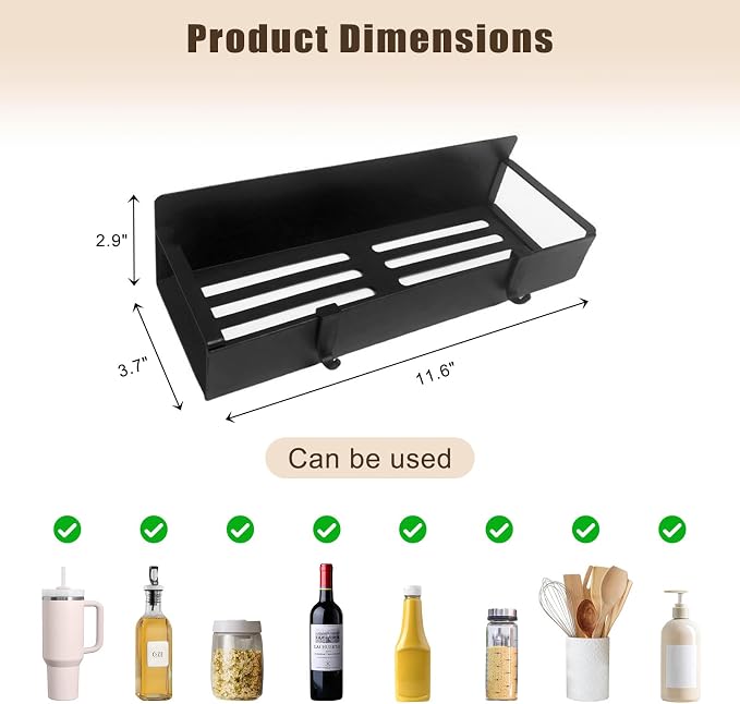 2 Pack Magnetic Storage Rack - Cup Holder for Stanley 30oz & Spice Organizer with Detachable 4 Hooks, for Fridge Cabinet Kitchen
