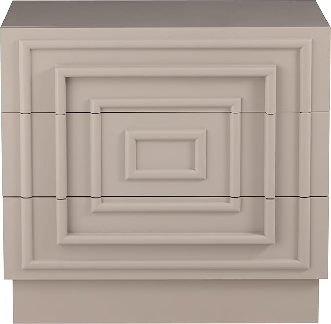 Aoikax Modern 3-Drawer Dresser, Sculptural Mid-Century Drawer of Chest with Geometric Square Pattern, Contemporary Accent Dresser for Bedroom, Living Room, Taupe Color