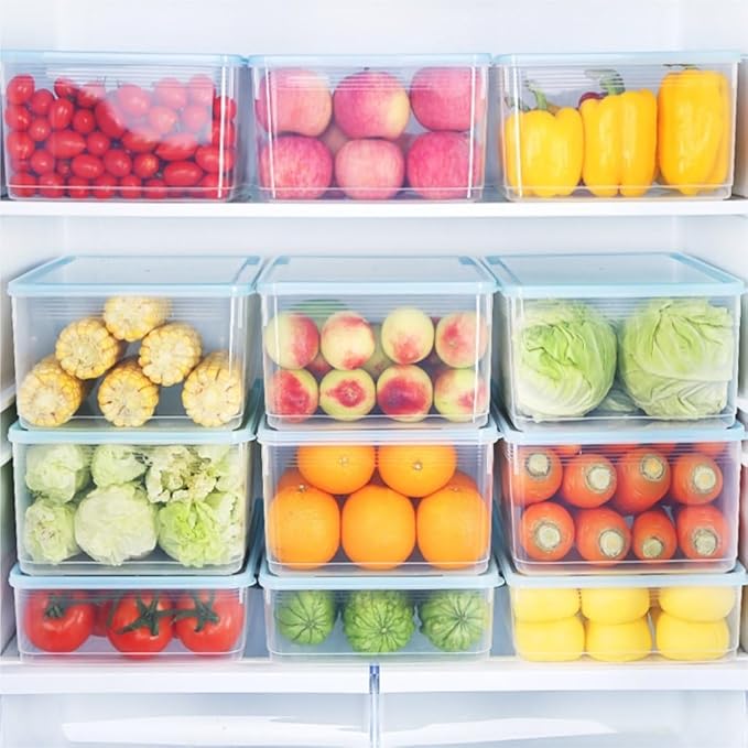 Fridge Storage Containers Kitchen Transparent Food Preservation Box Can Be Heated And Frozen Sealed Box With Lid Refrigerator Storage Box for Refrigerator Fruit Vegetable ( Color : Clear , Size : 8L )