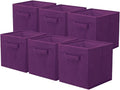 PowerKing Collapsible Storage Cubes, Farbic Storage Bins, DarkPurple, 6Pack | Sturdy, Lightweight, Easy Pull Handle, Closet & Shelf Organizer, Clothes and Toys Storage, 10.5'' x 11'' x 10.5''