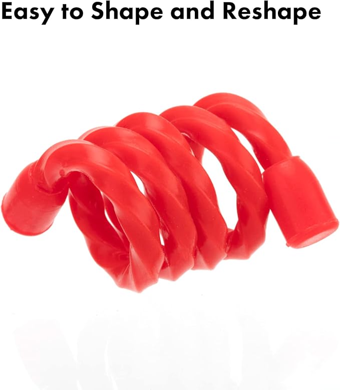 6 PCS 6-Inch Silicone Cable Ties Dia 5mm Reusable Steel-Core Rubber Twist Ties Bendable Cable Ties for Bundling and Holding, All Purpose Cord Tie for Indoor and Outdoor (Red)