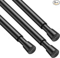 3 Pack Spring Tension Rods 28-45IN, 5/8 Inch Diameter Black No Drill Spring Loaded Adjustable Extendable, Small Short Tension Curtain Rod for Windows Kitchen Doorway Closet Cupboard