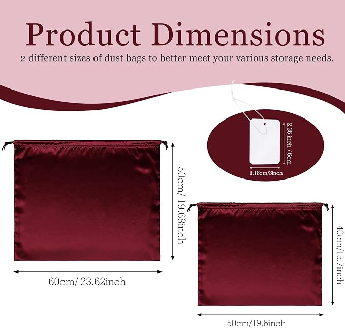 P Pothuiny 2 Pcs Satin Dust Bags for Handbags