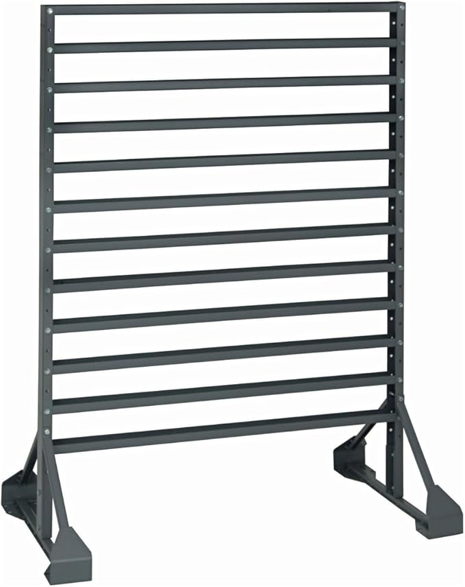 QUANTUM STORAGE SYSTEMS QRU-12S-250-12YL Solid Single Sided Rail Bins Racks 12 Shelves 53" H x 36" W x 15" D with 12 Yellow Bins 15" L x 17" W x 7" H