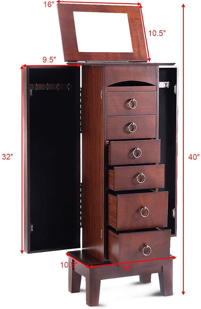 Cabinet Armoire Storage Box Chest-Stand Organizer Jewelry Wood