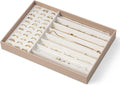 VLANDO Stackable Jewelry Tray, Drawer Organizer for Rings Necklaces,Toffee | Ring Slots, Long Sections, Vanity Storage for Necklaces, Earrings, Daily Jewelry, Gift for Women Girl