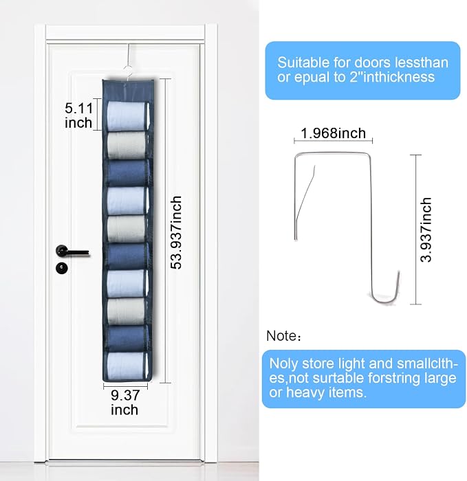 Hanging Legging Organizer, Legging Storage Organizer, Legging Organizer for Closet, Yoga for Pants Jeans Organizer, Hung Behind The Door, Wardrobe, Hanger 20 Pockets Clothes Storage (Grey)