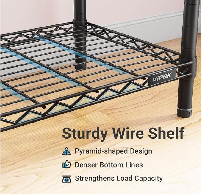 VIPEK Classic V6X Dynamic Closet System, Expandable Freestanding Clothes Rack with Shelves & Hanging Rods, Adjustable Width 62"-96", Modular Metal Clothing Rack Organizer for Reach-in Closet
