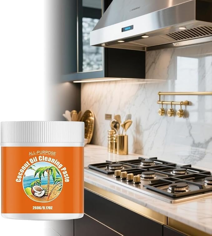 Multi-Purpose Coconut Oil Cleaning & Polishing Paste, All-Purpose Kitchen Degreaser and Cooktop Cleaner for Pots, Pans, Ovens, Stovetops, Grills, Tiles, Stainless Steel & Wood Furniture (2PC)