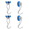 Ant Mag Swivel Magnetic Hooks 50lbs Heavy Duty Grill Magnet Hooks 4 Pack with Scratch Proof Stickers Great for Home Refrigerator Kitchen Store Grill BBQ Office Warehouse (Blue)