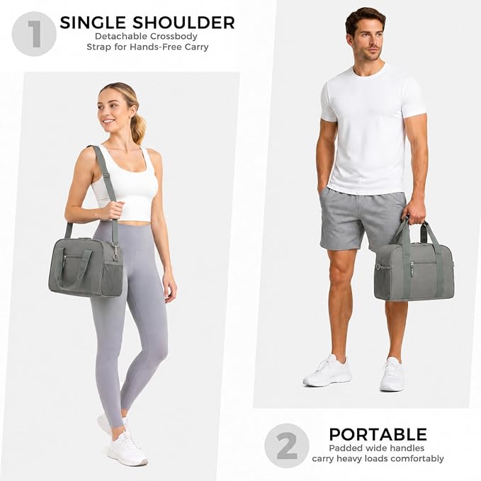 SeaRock 14 inch Small Gym Bag for Men & Women, Mini Duffle Bag for Travel Sports, Lightweight Carry On Duffel Bag, Dark Grey