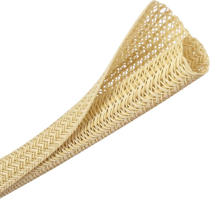 Cable Management Sleeve, Split Design, 10FT - 1/2 Inch, Beige | Cord Protectors from Pets | Heat & Abrasion Resistant Wire Loom | Automotive Wiring & Home Office Cable Organization