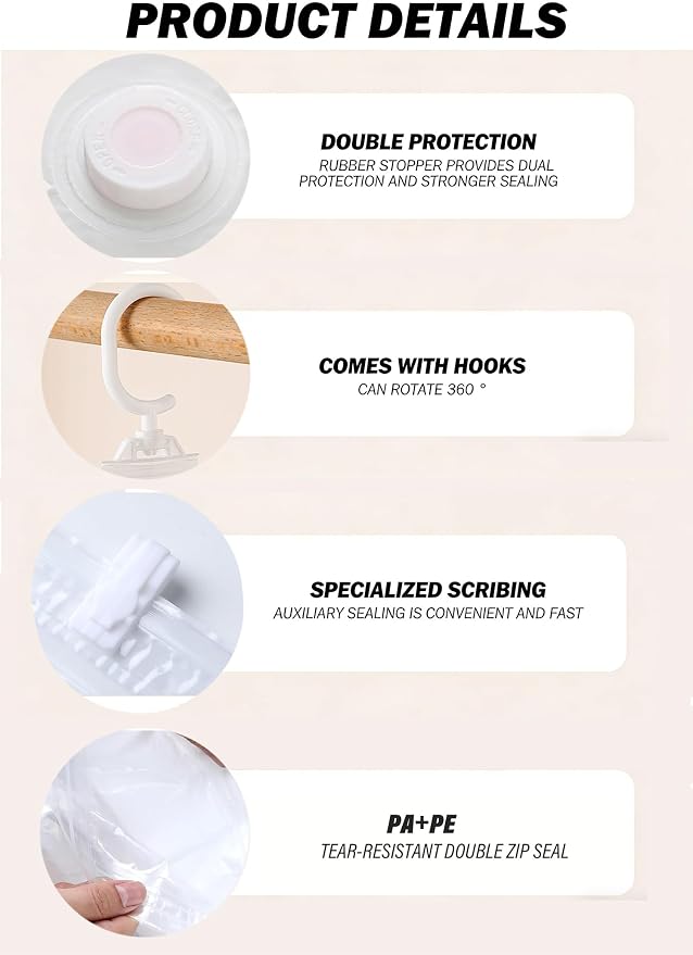 Yanhe hanging vacuum storage bags for coats, 27x43 in 6PCS, vacuum storage bags,Clothing protection, dustproof and anti-aging protection to prevent wrinkles for Clothes, Suits, Coats or Jackets
