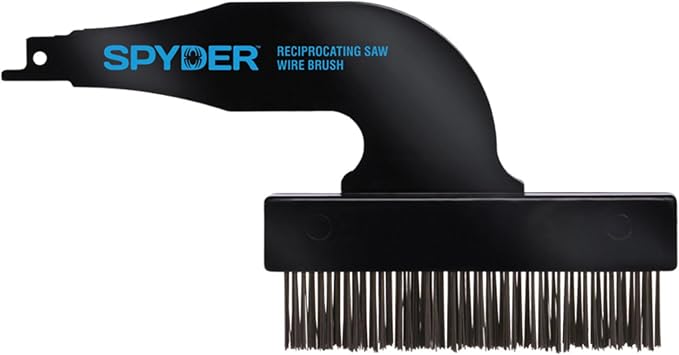 Spyder Steel Bristle Wire Brush Attachment for Reciprocating Saws, Removes Rust and Paint, Cleans Grout Lines
