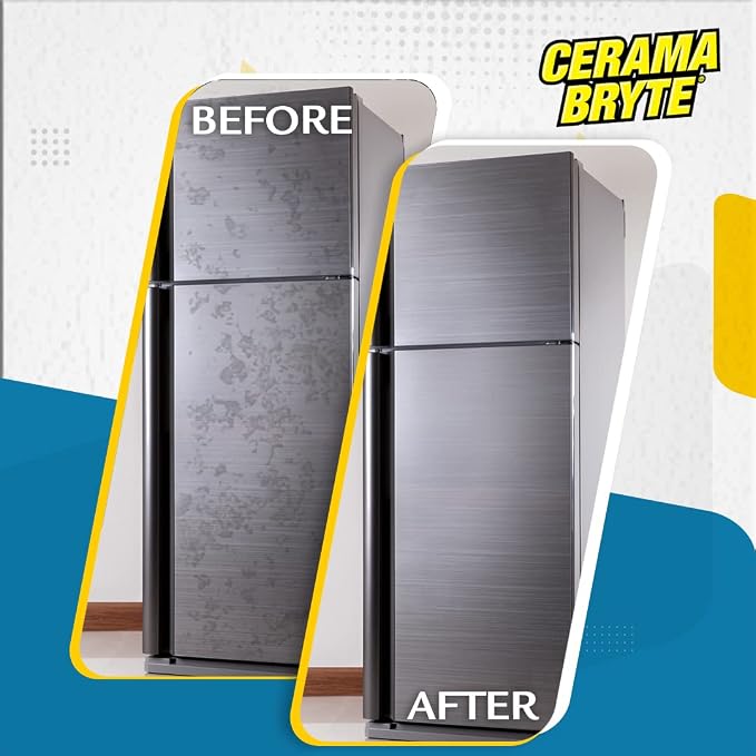 Cerama Bryte Stainless Steel Cleaner, Two 16 oz Bottles & Cloth