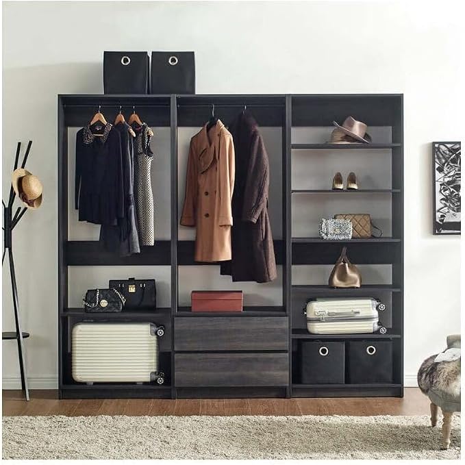 Maykoosh Closet System Organizer - Customizable Walk-in Wardrobe Storage Black/Model BCE 3 Closet