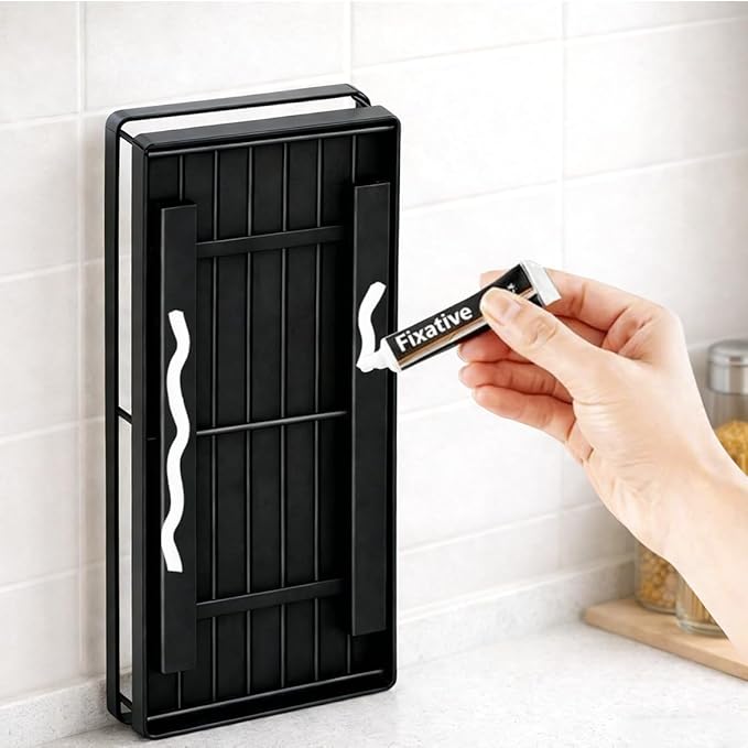 Under Sink Organizer, Dual-Rail Ball-Bearing, Under Kitchen Sink Organizer, 6-Level Adjustable, Under Cabinet Organizer, No-Drill Adhesive/Suction, Under Sink Storage (Black, Single Layer - 1 Pack)