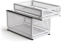 Pull Out Cabinet Organizer, Slide Out Drawers Fixed with Adhesive Nano Film, Pantry Shelves Sliding Drawer Storage Organization for Kitchen (Double Layer 15.7*9.4*12.28inch/40*24*31.2cm)