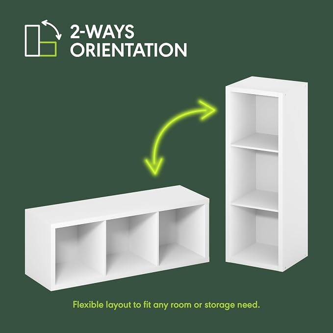 Furinno Cubic 3-Cube Closet Organizers and Storage, Closet Organizer, White | Open Shelf Closet Storage, Closed Back, Extra Thick Frame, for Wardrobe, Bedroom, Living Room