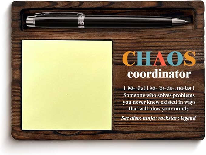 Chaos Coordinator Gifts for Women Men, Appreciation Gifts for Coworker Boss Leader Friends, Chaos Coordinator Definition Sticky Note Holder Office Decor