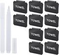 12 Pieces Basket Labels Clip on Set, Include 10 Pieces Kitchen Clip Label Holder Removable Pantry Basket Labels with 2 Pieces White Chalk Marker for Storage Bins Organization Box (Black)