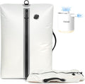 BAGAIL TPU Vacuum Bag for Travel, Reusable Compression Bag with IPX8 Waterproof Zipper, Save Space for Suitcase, Backpack and Carry on (Cream, Large, With Pump)