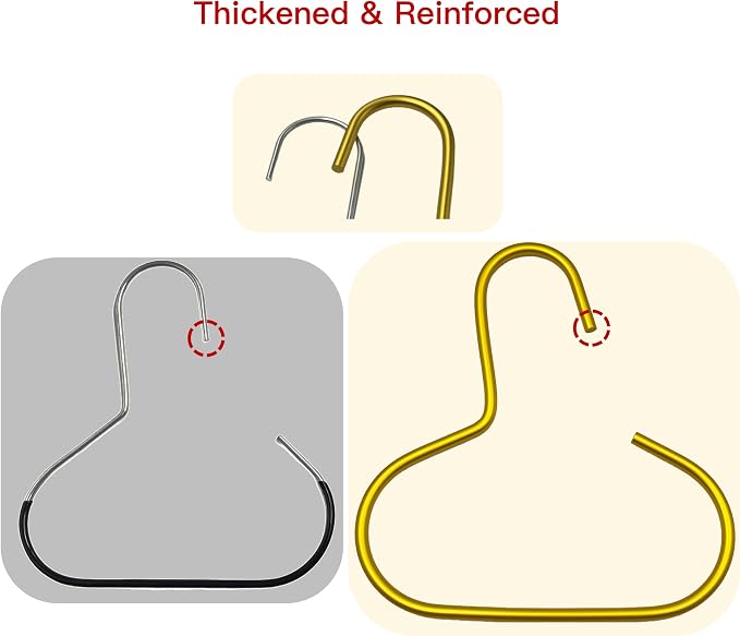 Hat & Purse Hanger with Laundry Bag (2 Hooks + 1 Bag) - Gold Metal S Hooks for Closet, Baseball Caps, Scarves, Belts, Handbags - Space Saving Wardrobe Storage Set