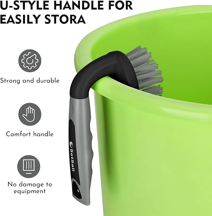 SetSail Scrub Brush, Heavy-Duty Scrub Brushes for Cleaning,Black Gray