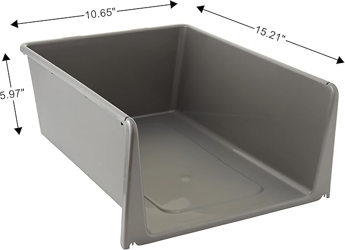 Stackable Storage Containers with Open Front, 3 Pack, Great Organizing Bins for Pantry, Closet, Bedroom, and all Storage, Grey, 15.2” x 10.6” x 6.0”