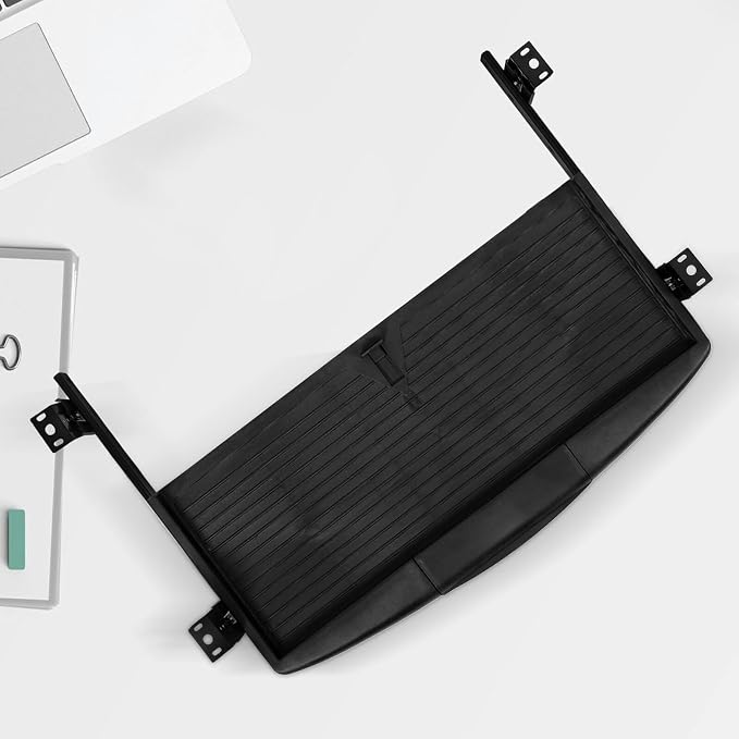 Cabilock Under Desk Keyboard Tray Mount System with Slide-Out Drawer for Office Desk Space-Saving Abs Keyboard Holder with Sturdy Wear-Resistant Material Compact Organizer for Computer