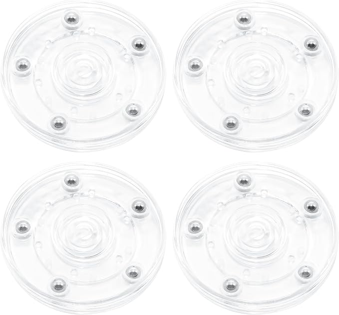 4 Pcs Clear 3 inch Acrylic Lazy Susan Rotating Turntable Organizer Bearings - Round Swivel Plate for Spice Rack, Table, Cake, Kitchen Pantry