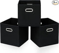 STOREONE Black Fabric Storage Bins Cubes Baskets Containers-(11X11X11) with Dual Handles Cube Storage Organizer Bins for Shelf Closet, Bedroom Organizers, Foldable Set of 3 (Black )