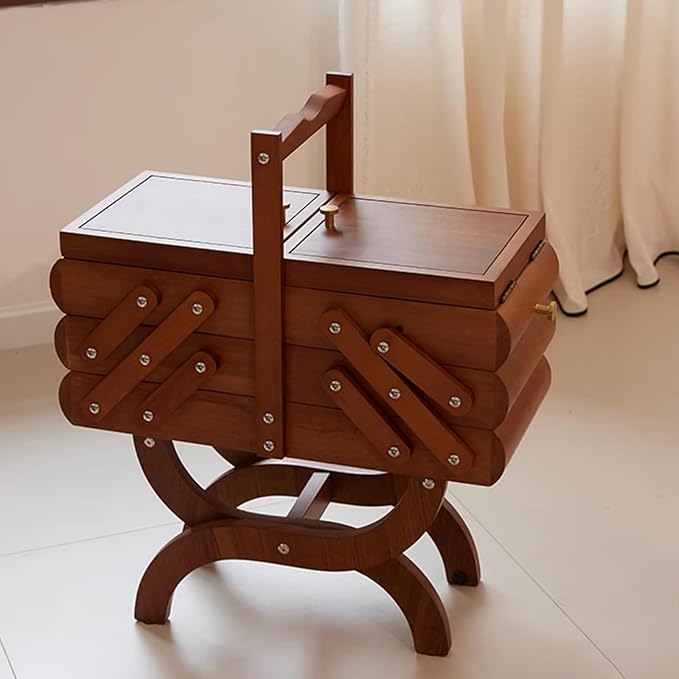Jewelry Cabinet with Handles and Stands, Sofa Side Cabinet, Large Three-Layer Makeup Cabinet, Wooden Jewelry Cabinet for Storage