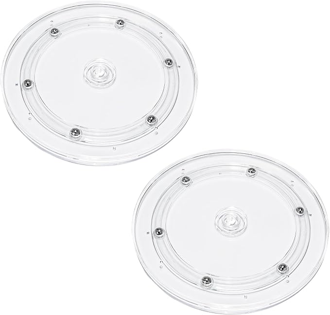2 Pcs Clear 7 inch Acrylic Lazy Susan Rotating Turntable Organizer Bearings - Round Swivel Plate for Spice Rack, Table, Cake, Kitchen Pantry