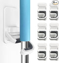 Broom Holder Wall Mount, 6 Pack Broom and Mop Organizer Wall Hanging Self Adhesive, No Drilling, Anti-Slip Broom and Mop Hanger Wall Mount Cleaning Ideal for Bathroom, Kitchen, Garden, Garage
